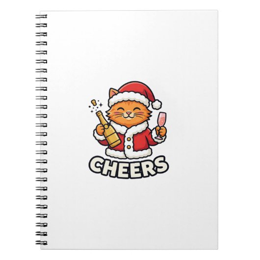 Kerstkat Cheers Vectorontwerp Notitieboek (Voorkant)