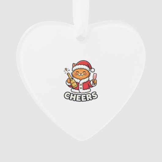 Kerstkat Cheers Vectorontwerp Ornament (voorkant)