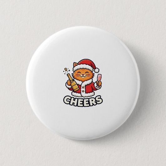 Kerstkat Cheers Vectorontwerp Ronde Button 5,7 Cm (Voorkant)
