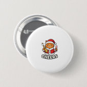 Kerstkat Cheers Vectorontwerp Ronde Button 5,7 Cm (Voorkant /achterkant)