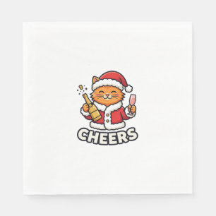 Kerstkat Cheers Vectorontwerp Servet