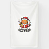Kerstkat Cheers Vectorontwerp Spandoek (Verticaal)