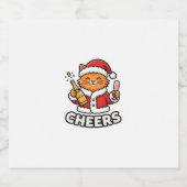 Kerstkat Cheers Vectorontwerp Sparkling Wijnetiket (Enkel label)