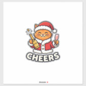 Kerstkat Cheers Vectorontwerp Sticker (Vel)