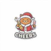 Kerstkat Cheers Vectorontwerp Sticker (Voorkant)