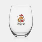 Kerstkat Cheers Vectorontwerp Wijnglas Zonder Voet (Achterkant)