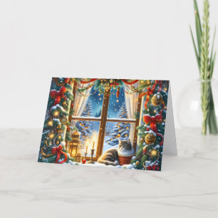 Kerstkat Cozy Feestdagen Kaart