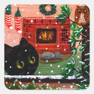 kerstkat creationen vierkante sticker