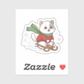 Kerstkat – Cute Winter Kat sleeën design Sticker (Vel)