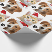 Kerstkat Dog Cute Red White Xmas Holida Cadeaupapier (Hoek)