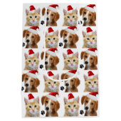 Kerstkat Dog Cute Red White Xmas Holida Medium Cadeauzakje (Achterkant)