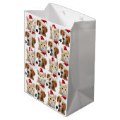 Kerstkat Dog Cute Red White Xmas Holida Medium Cadeauzakje (Achterkant Gekanteld)