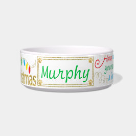 kerstkat Dog Pet Bowl Furry Little Xmas/Med Voerbakje