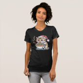 Kerstkat eet Ramen Schattige Kerstkat T-shirt (Voorkant volledig)