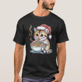 Kerstkat eet Ramen Schattige Kerstkat T-shirt (Voorkant)