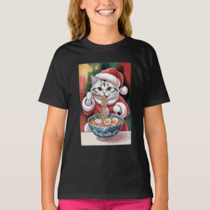 Kerstkat Eet Ramen Vakantie T-shirt
