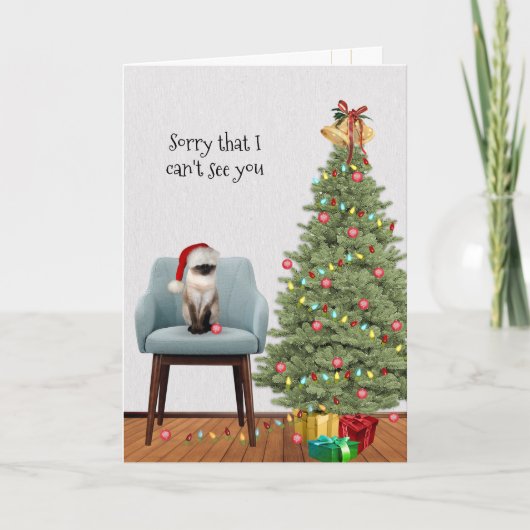 Kerstkat en -boom feestdagen kaart (Voorkant)