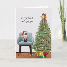 Kerstkat en -boom feestdagen kaart