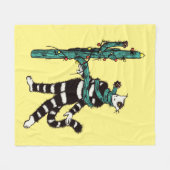 Kerstkat en cactus rare Kerstmis Fleece Deken (Voorkant (Horizontaal))