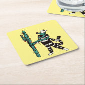 Kerstkat en cactus rare Kerstmis Kartonnen Onderzetters (Schuin)