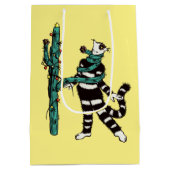Kerstkat en cactus rare Kerstmis Medium Cadeauzakje (Achterkant)