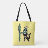 Kerstkat en cactus rare Kerstmis Tote Bag (Achterkant)
