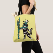 Kerstkat en cactus rare Kerstmis Tote Bag (Dichtbij)