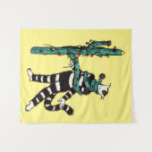 Kerstkat en cactus rare Kerstmis Wandkleed (Voorkant (horizontaal))