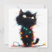 Kerstkat en de Lichtjes Chaos Feestdagenkaart (Voorkant)