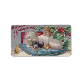 Kerstkat en Katten Victoriaans kerstkatten Etiket