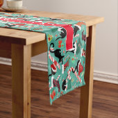 kerstkat en kerstgerechten korte tafelloper (Voorbeeld)