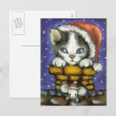 Kerstkat en -muis feestdagenkaart (Voorkant / Achterkant)