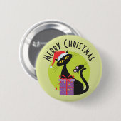 Kerstkat en muis uit de jaren vijftig ronde button 5,7 cm (Voorkant /achterkant)