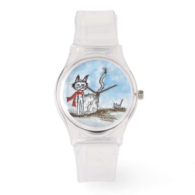 Kerstkat en muiswacht horloge (Voorkant)
