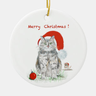 Kerstkat en Ornament met muis