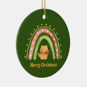 Kerstkat en regenboog gepersonaliseerde ornament (Rechts)