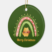 Kerstkat en regenboog gepersonaliseerde ornament (Links)