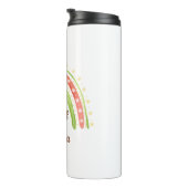 kerstkat en regenboog, speciaal gepersonaliseerde thermosbeker (Geroteerd rechts)