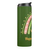 kerstkat en regenboog, speciaal gepersonaliseerde thermosbeker (Gedraaid links)