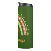 kerstkat en regenboog, speciaal gepersonaliseerde thermosbeker (Geroteerd rechts)