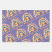 kerstkat en regenboogpapierbladen inpakpapier vel (Voorkant 2)