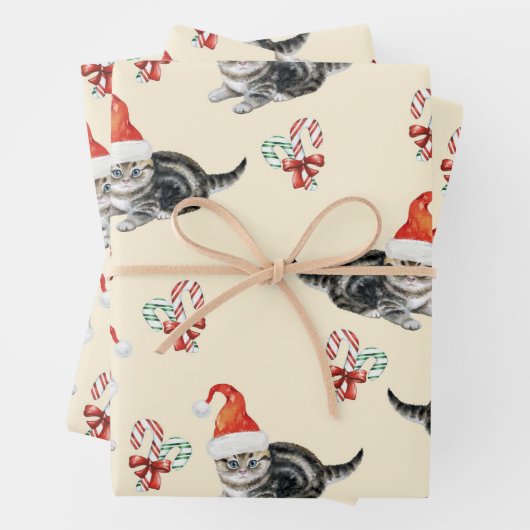 kerstkat en snoepriet, Mannen, vrouwen en Kinderen Inpakpapier Vel (In situ)