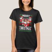 Kerstkat en stuitende kerst Ugly Sweater T-shirt (Voorkant)