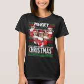 Kerstkat en stuitende kerst Ugly Sweater T-shirt (Voorkant)