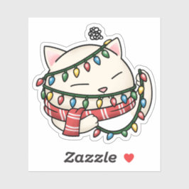 Kerstkat en verwarde kerstverlichting sticker