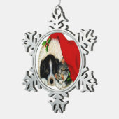 Kerstkat en wintersneeuwvlokken tin sneeuwvlok ornament (Rechts)