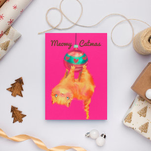 kerstkat feestdagen kaart