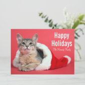 kerstkat feestdagenkaart (Staand voorkant)