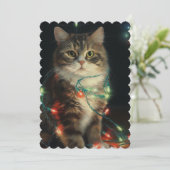 kerstkat feestdagenkaart (Staand voorkant)