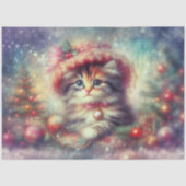 Kerstkat Festieve Winter Scène Decoupage Tissuepapier (Voorkant)
